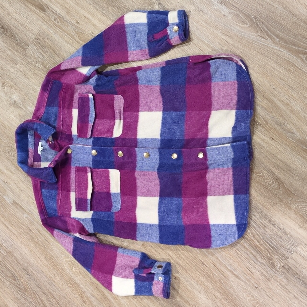 💜💙Maurices Women's Plaid Jacket Tunic, Pink, Purple, Blue & White size XL💜💙